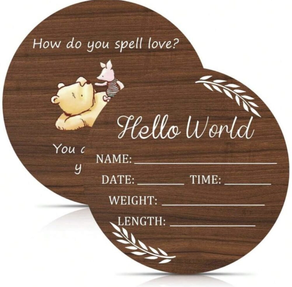 Табелка за новородено Hello World – име, дата, час, тегло и ръст