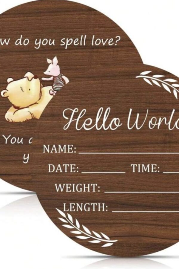 Табелка за новородено Hello World – име, дата, час, тегло и ръст