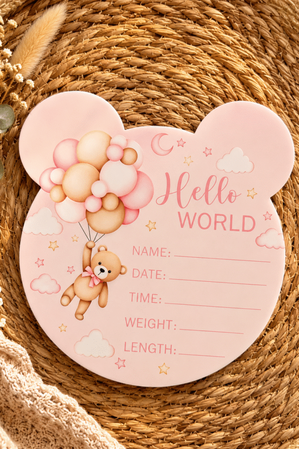 Табелка Hello World в розово