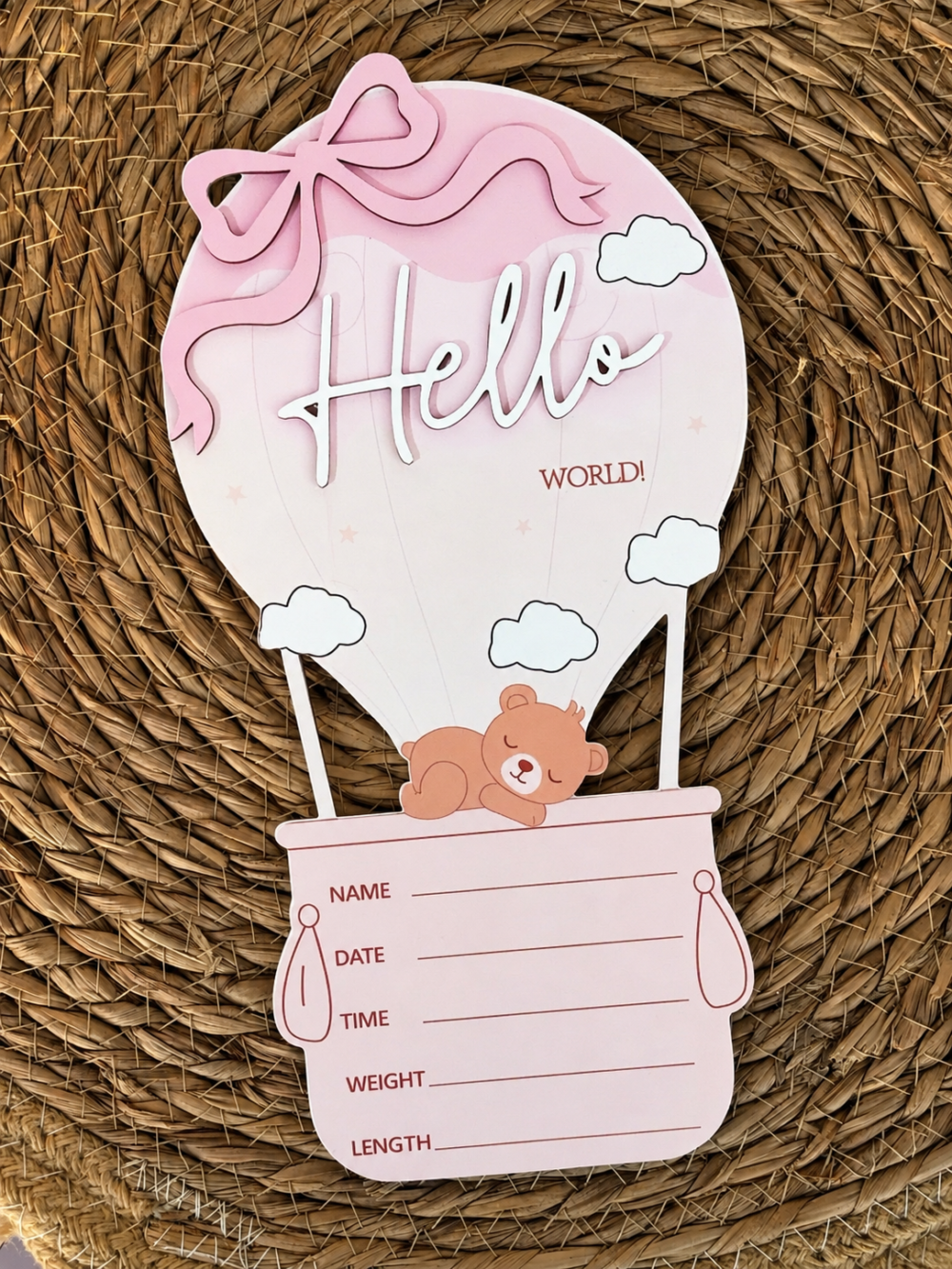 Табелка Hello World в розово
