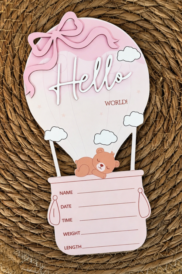 Табелка Hello World в розово