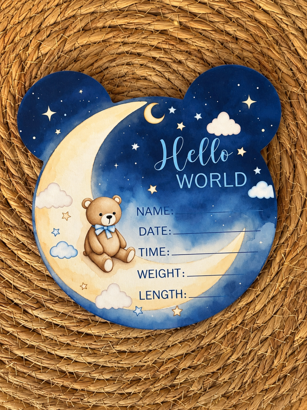 Табелка Hello World в синьо