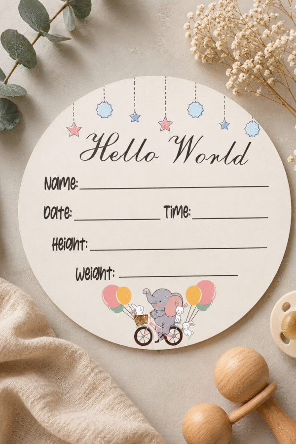 Табелка за новородено “Hello World”